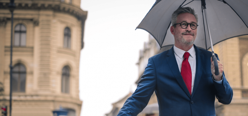 business man with umbrella