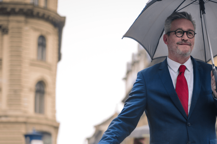 business man with umbrella